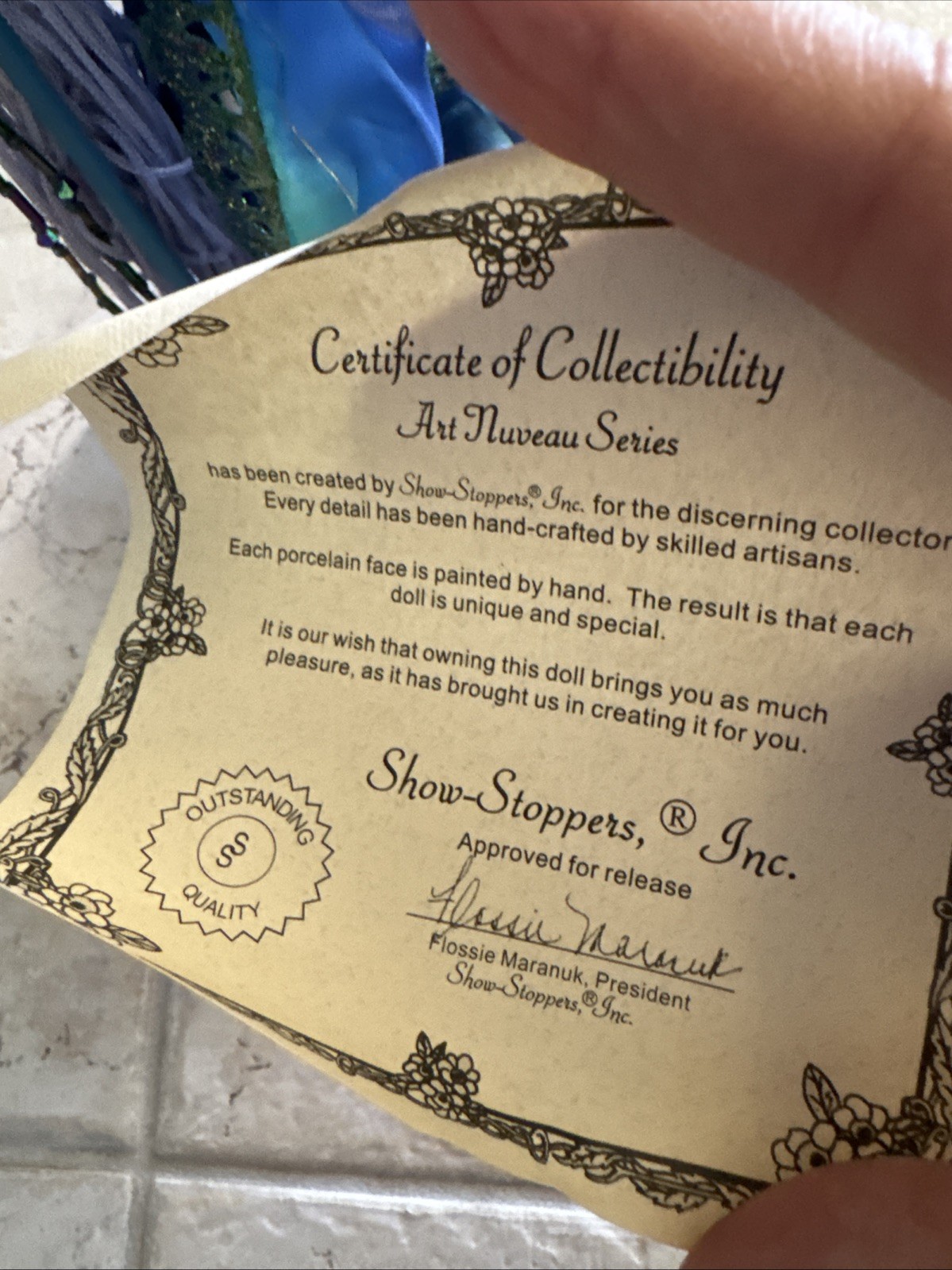 Art Nuveau Artistic Doll  With Certificate