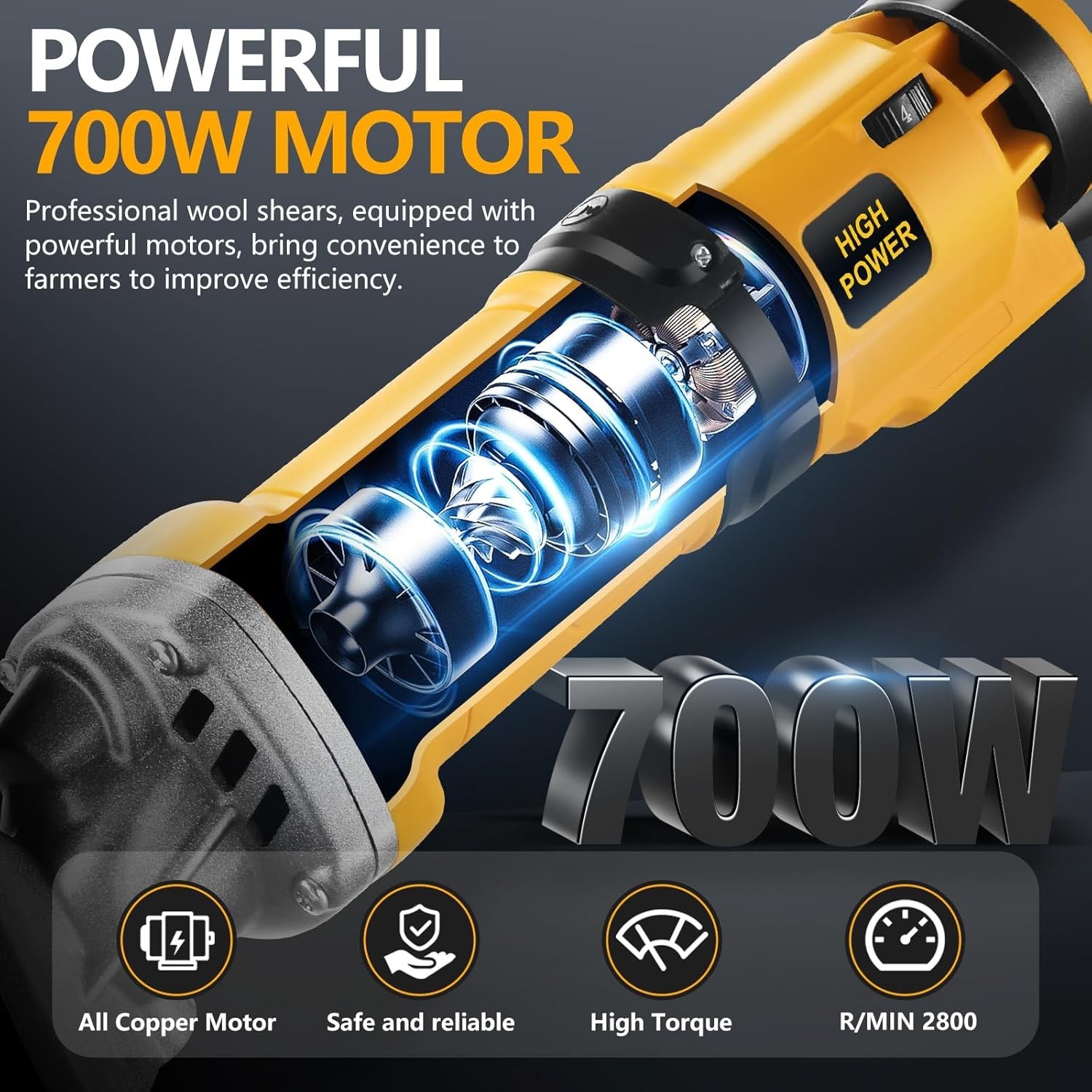 2025 Upgraded Sheep Shears,Professional Electric Sheep Clippers,6 Speeds Heavy D