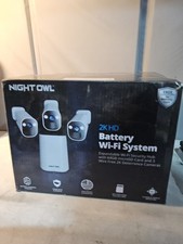  Night Owl 2K HD Battery Wi-Fi System Security Hub and 3 Cameras White 