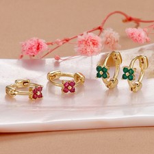 Flower Huggie Earrings Stainless Steel Gold Color Cartilage Women Jewelry