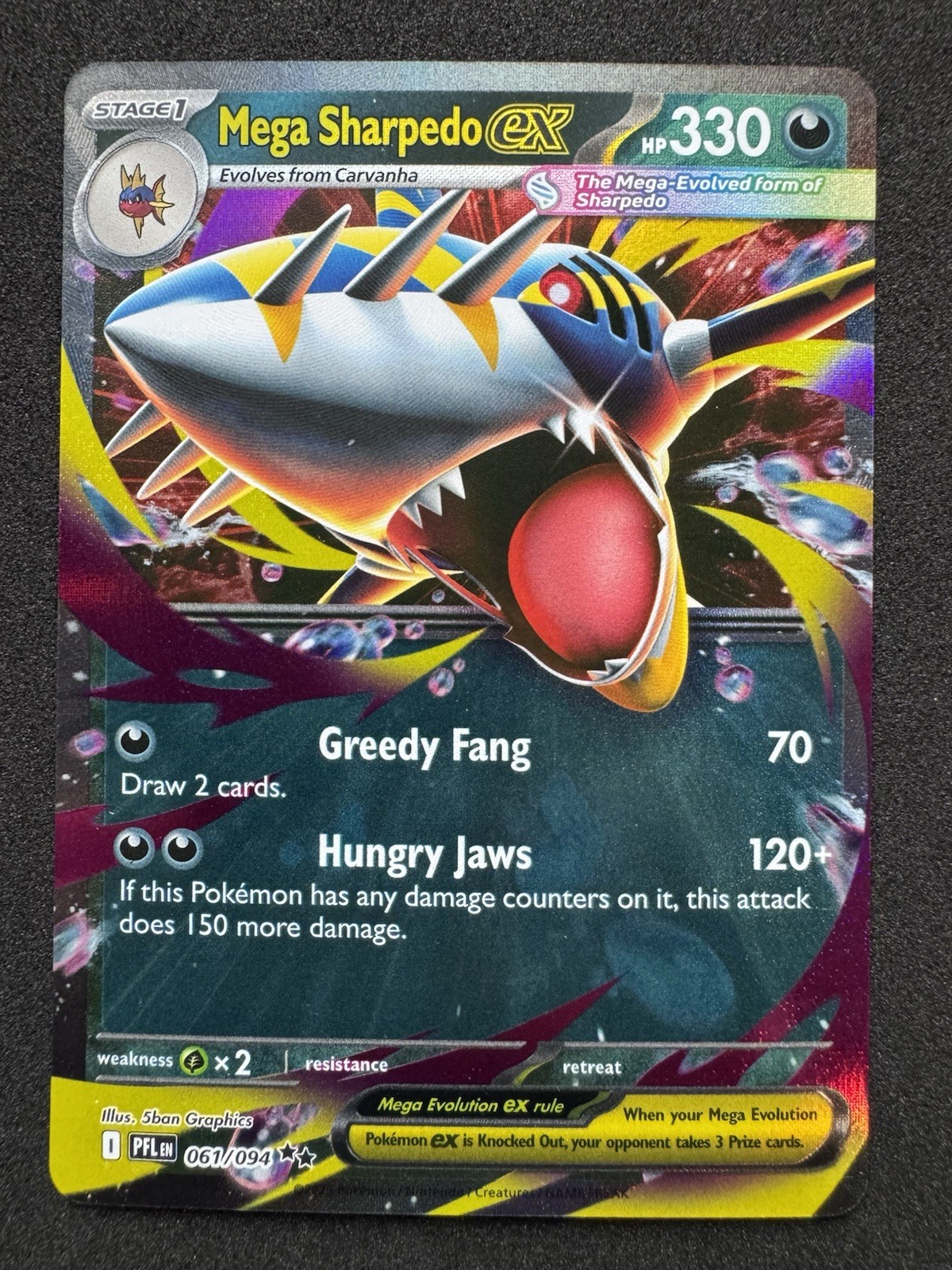 Mega Sharpedo Ex Phantasmal Flames 061/094 Double Rare English Pokemon Card NM