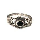 Vintage Ring MARKED 925 STERLING SILVER Size 5 Black Band Jewelry lot y