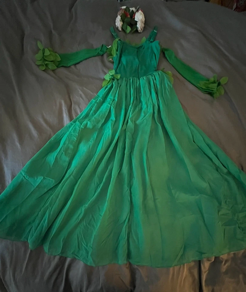 Disfraz de Halloween verde para mujer talla S/M, medieval, hiedra venenosa 4 piezas. Nuevo Foto 4 de 4