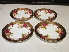 4- Royal Chelsea Golden Rose BREAD DESSERT PLATES Bone China Made In England