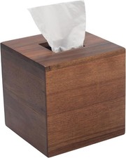Tissue Box Cover, Square Tissue Box Holder, Acacia Wood Facial Paper Holder