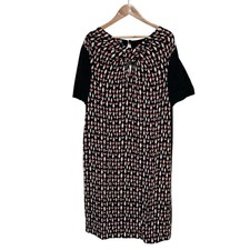 PRADA Prada all-over print front ribbon short-sleeve dress 40S black Women USED