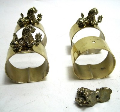 Dept 56 Gold Metal Foo Dog Lion Napkin Rings Set Of Four