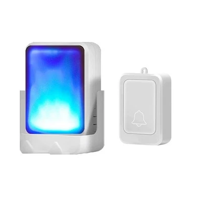 Sonnette Sans Fil avec 7 Lumières Clignotantes de Couleur, Bouton D'Appel p2426 - Photo 1/4