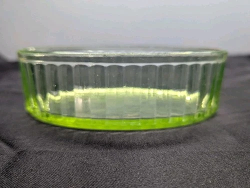 VTG Anchor Hocking Uranium Depression Glass 4x6 Ribbed Oval Refrigerator Dish