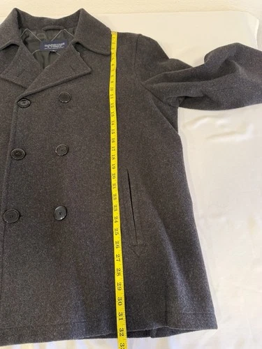 Roundtree & Yorke Men's Grey Wool Blend Peacoat Double Breasted Jacket Size XL image 4
