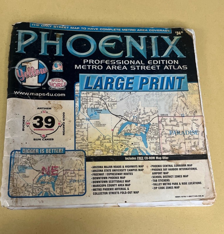 Phoenix Yellow 1 Wide world Maps & More 2009 Large print.