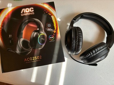 AOC ACG2502 Wireless Gaming Headset Black RGB Noise Isolation Boom Mic