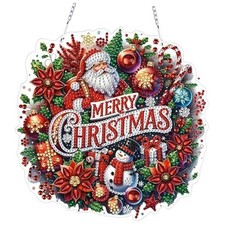Christmas Diamond Art Hanging Kits for Adults, DIY Double Side Santa Claus