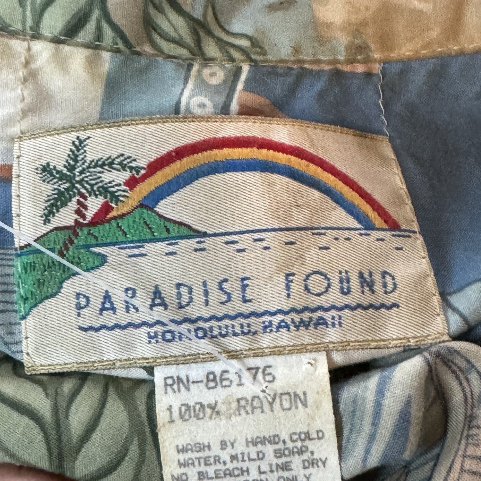 Vintage Paradise Found RARE Hawaiian Tiki Shirt Size Small Key West image 10