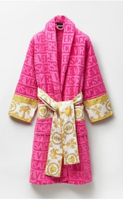 NWT Versace I   Baroque Bathrobe - Pink/Gold - Size Small- Authentic