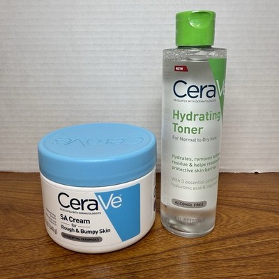 CeraVe Moisturizing SA Cream For Rough & Bumpy Skin & Hydrating Toner Set New