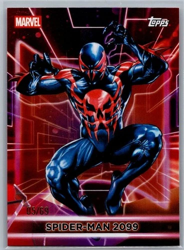 2026 Topps Marvel Neon #108 Spider-Man 2099 Red Galaxy Foil #05/69