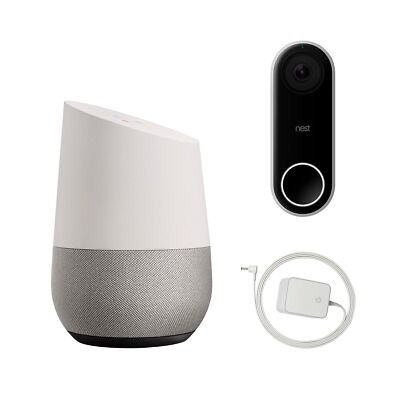 Google Nest (Wired) Wi-Fi Video Doorbell with White/Slate Speaker