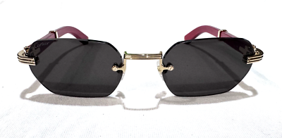 CARTIER Tulip Tree Wood Gold / Red Sunglasses CT0362S - 004