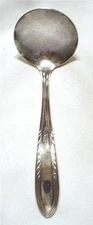 VTG. NATIONAL SILVER CO. EPNS 1938 "FLAME" PATTERN 4 3/4" ROUND BOWL SOUP SPOON