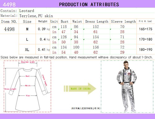 One-piece Male Spacesuit Jumpsuits Halloween Tights Bodysuit Cosplay Costumes - Picture 2 of 8