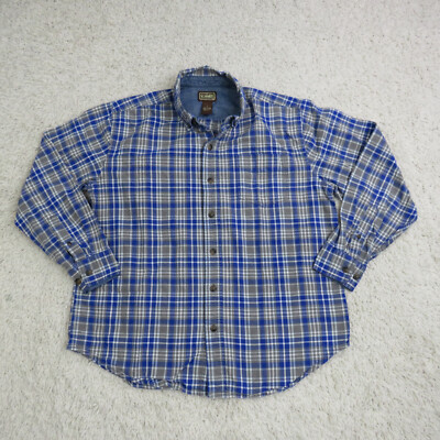 CE Schmidt Shirt Mens Large Blue Gray Cotton Long Hike Hiking Camping Outdoors