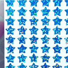 Light Blue Holographic Sparkle Star Stickers - 1/4" to 3 inch