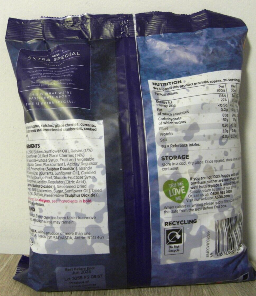 2 ASDA EXTRA SPECIAL BRANDY SOAKED MIXED FRUIT 800G NEW eBay