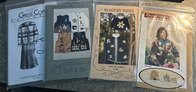 Lot of 4 Quilt Appliqué Sweater Jackets Dress Patterns Thread Bare Heart To Hand