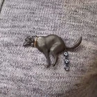 Parody Design Dog Metal Brooch  Heart Shaped Inlaid Sweater Pin Funny And Cute