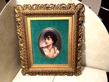 Lovely Framed Antique KPM Porcelain Plaque Signed