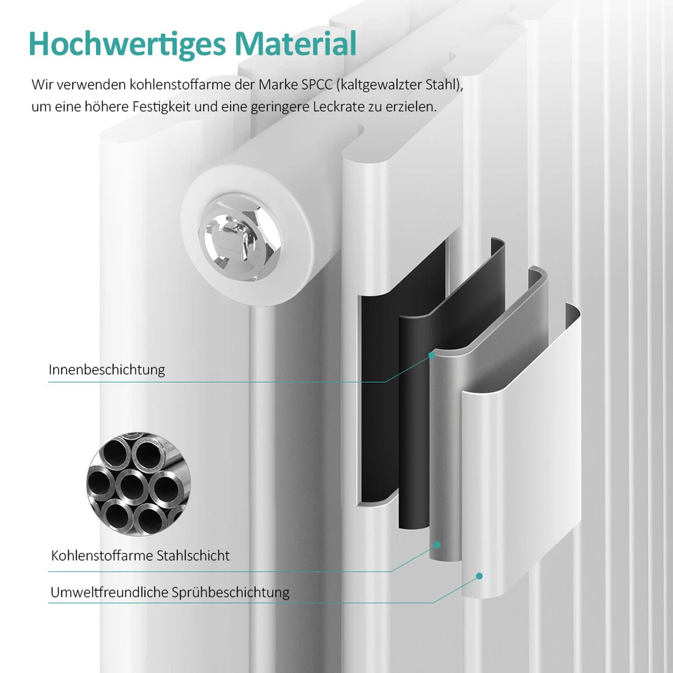 EMKE Heizkörper Design Flachheizkörper Paneelheizkörper Heizung Ohne/Mit Ventil - Bild 2 von 4