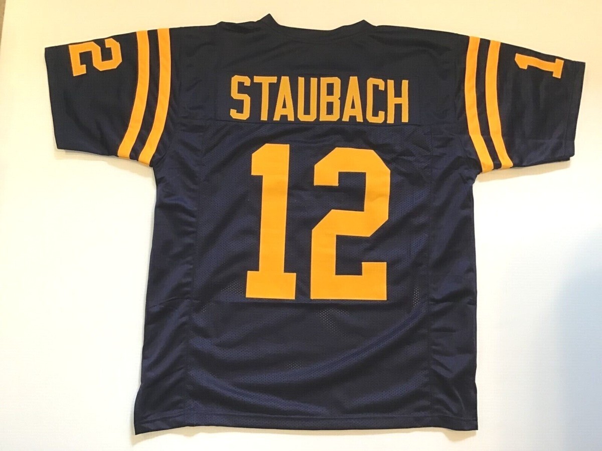 UNSIGNED CUSTOM Sewn Stitched Navy Roger Staubach Blue Jersey M, L, XL,  2XL