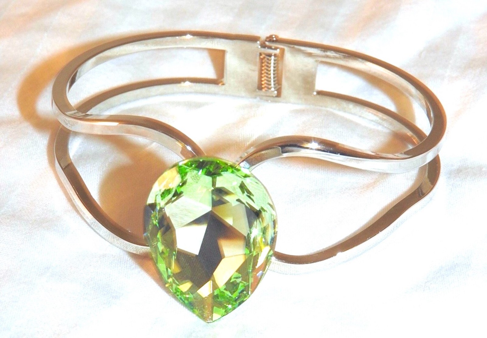 Statement Bangle Bracelet Large Spring Green Glas… - image 2