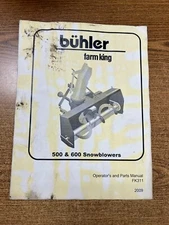 Buhler Farm King Operator's and Parts Manual 500 & 600 Snowblowers