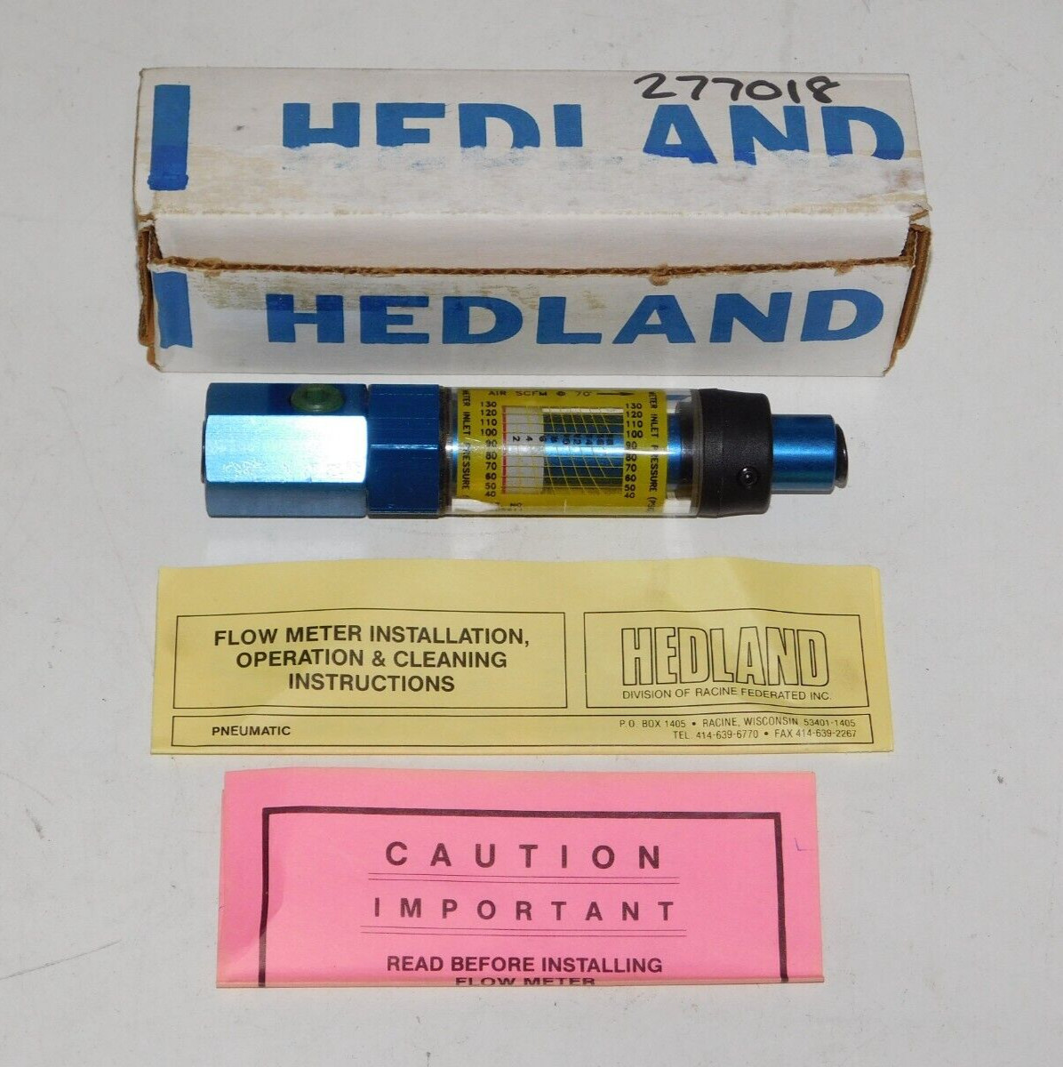 New Hedland 3805611 Hyrdaulic Flow Meter 600PSI Water Fluid Unit 277018 in Box