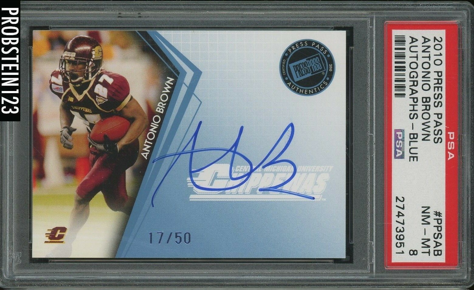 Antonio Brown Press Pass Autographs #PPSAB Blue