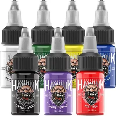 HAWINK Tattoo Ink Set 0.5oz (15ml) Tattoo Supply Ink 7 Colors Pigment Kit TI203