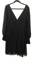 Stella McCartney Women Dress Size 40 New Black 100% Silk Mini Longsleeve 