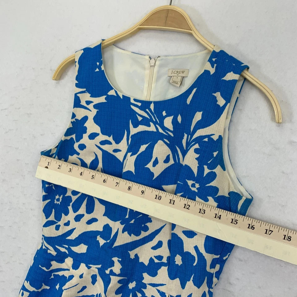J.Crew карандаш платье девочек размер 4 синий/белый цветочный плиссированные с подкладкой без рукавов хлопок - Изображение 4 из 4
