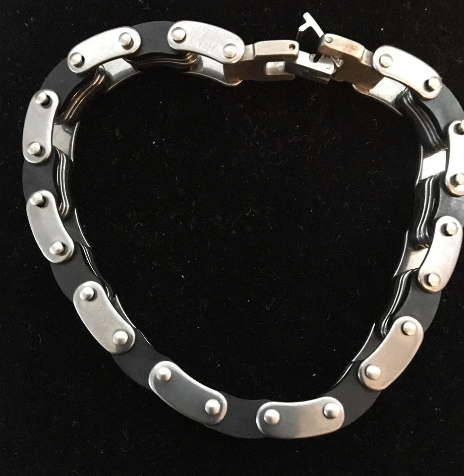 Inserto de goma de acero inoxidable de diseño clásico para hombre Bracete Quilty Foto 4 de 4