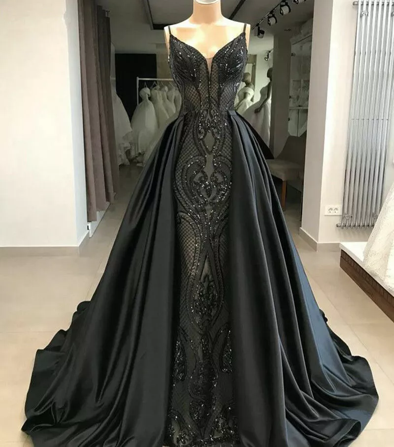 black mermaid wedding dress