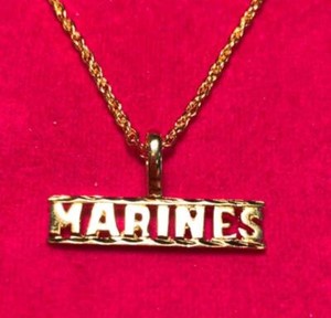 Authentic 14 KT GOLD PLATED MARINES CHARM WITH A 24 INCH 14KT GOLD PLATED ROPE CHAIN