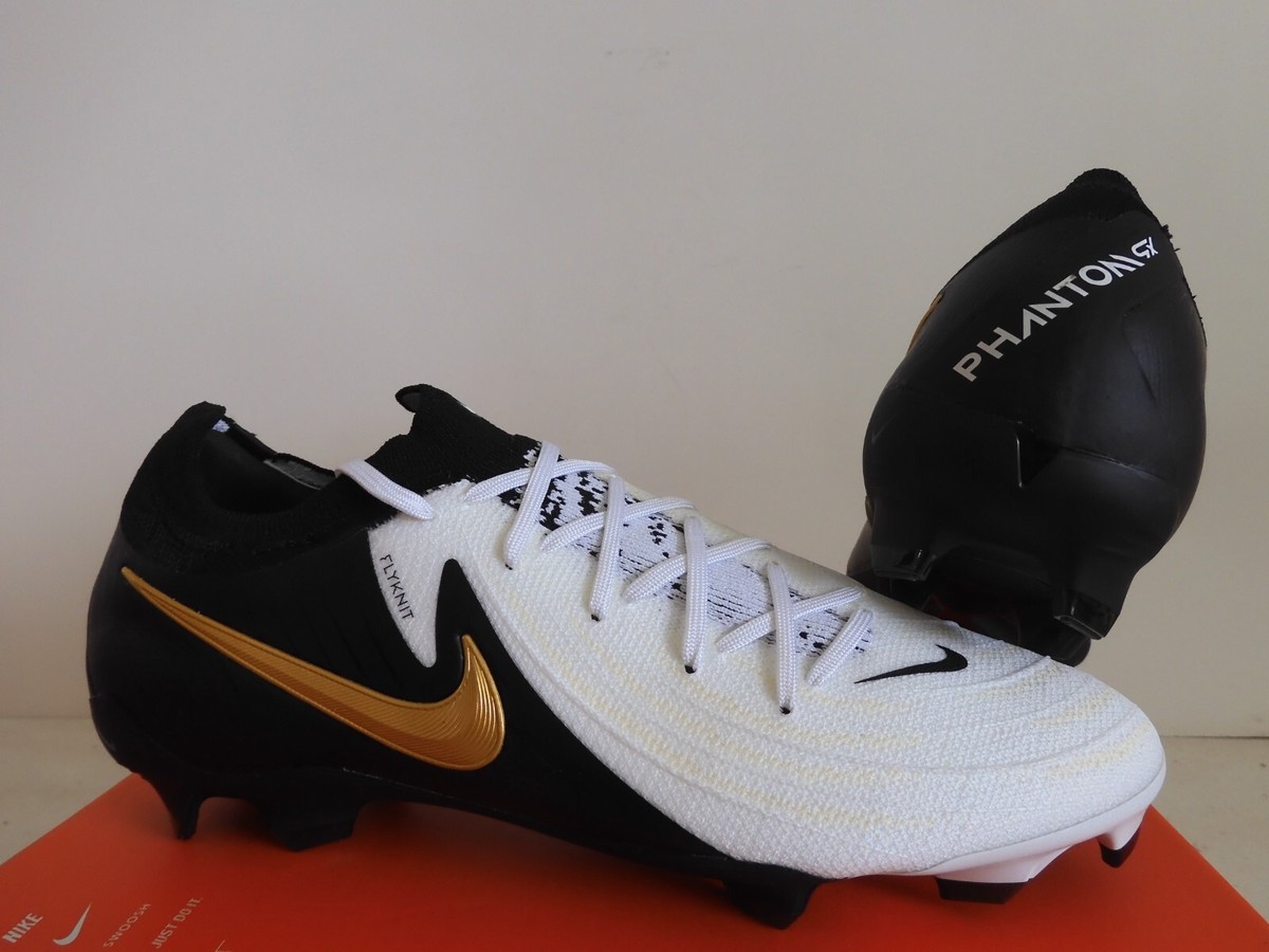 シューズ Nike Phantom GT2 FG Nike Phantom Gx II 2 Pro Fg White-Black-Met Gold Coin SZ 8 [FJ2563