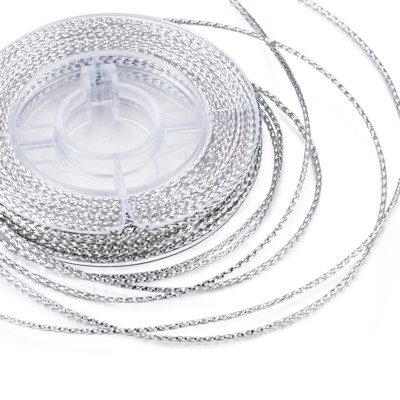 1 Rolle Geflochtene Nicht Elastische Kordeln Silber 0,6 mm Metallic Lametta Ornamente Faden