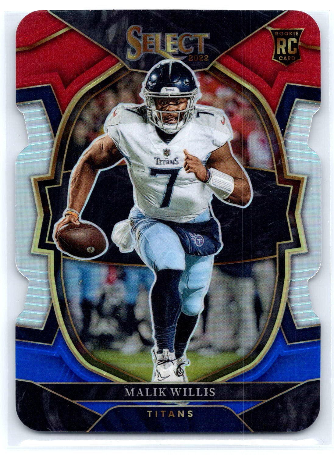 Malik Willis 2022 Panini Select #38 Red and Blue Prizm Die Cut
