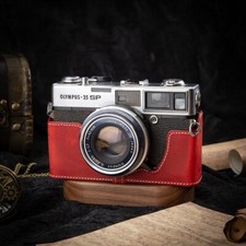 For Olympus 35SP Red Handmade Real Leather Half Camera Case Bag Cover