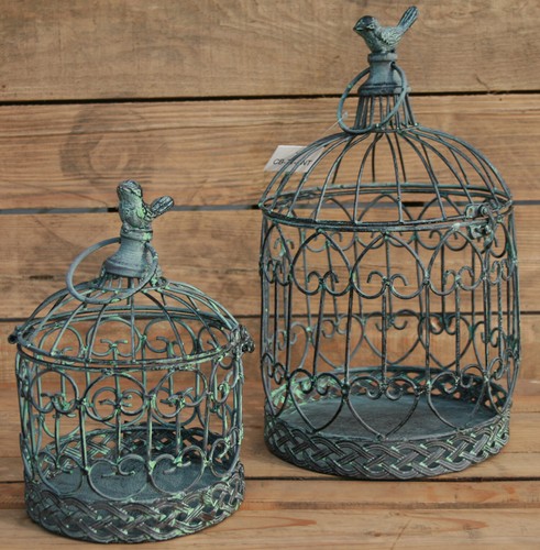 Pflanzkäfig Dekokäfig Käfig Vogelkäfig 2er Set Shabby Antik Stil Vogel CB71ANT - Bild 7 von 8