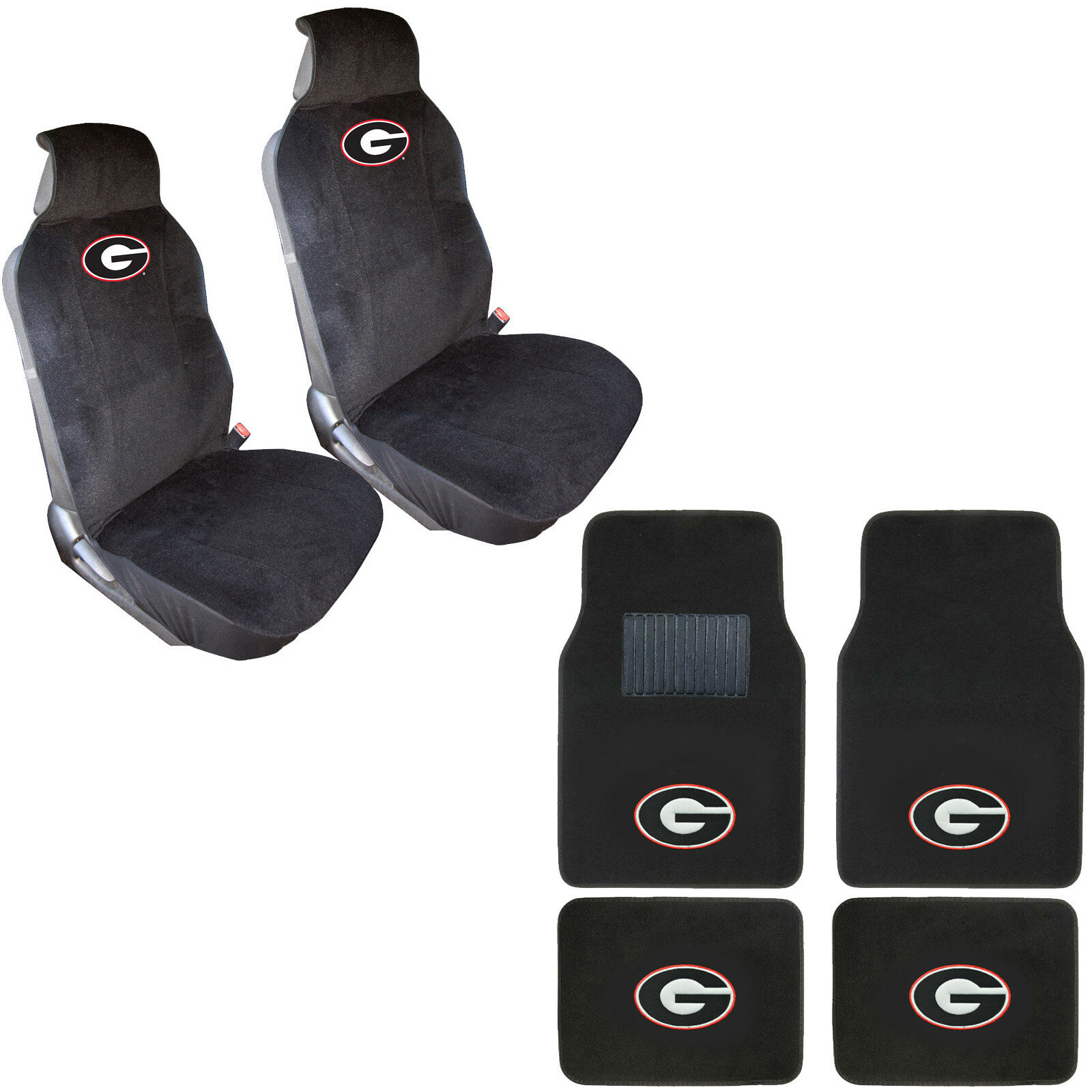 NCAA Georgia Bulldogs 5-Piece Car Accessories Set with Seat Covers and Floor Mats  