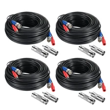 ZOSI 4x 60FT Video Power Cable BNC RCA Extension Cord for CCTV Security Camera